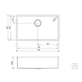 Cuba Quadrum PVD Black 70x40 Inox