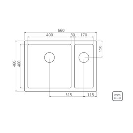 Cuba Quadrum 66x46 2 Cubas Inox Acetinado