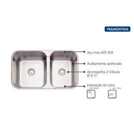 Cuba Embutir Isis 2C 34-28 BS Inox Escovado