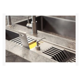 Porta Esponja com Tampa e Dosador de Sabão Líquido em Aço Inox para uso em canal organizador Tramontina 94534/016