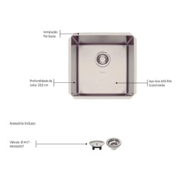 Cuba Embutir Quadrum 40 U Inox Acetinado