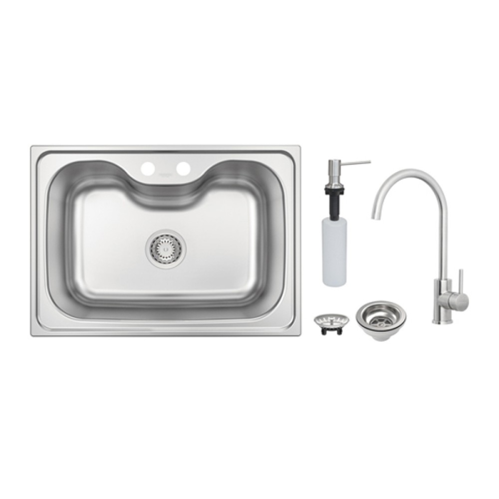 Cuba Inox Cozinha Morgana 60 FX 685x485 Undermount com Acessórios e Monocomando Tramontina 93806492