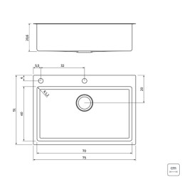 Cuba Sobrepor Quadrum Flush 70 Inox Acetinado