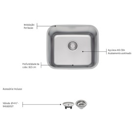 Cuba Embutir Dora 40x34 Inox Escovado