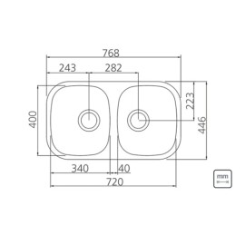 Cuba de embutir Tramontina Isis 2C 34 BL em Aço Inox Escovado 77x45 cm 94030102