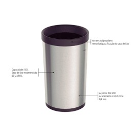 Lixeira Molise Inox Acabamento Acetinado 50L Tramontina 94539002