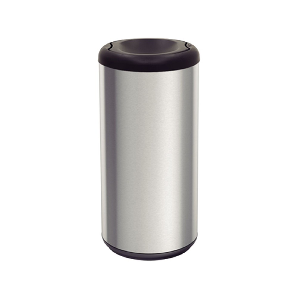 Lixeira Piemonte Preto Inox Acabamento Acetinado Basculante 40L Tramontina 94539200
