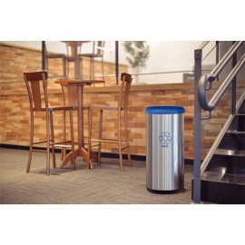 Lixeira Piemonte Azul Inox Acabamento Acetinado Basculante 40L Tramontina 94539201