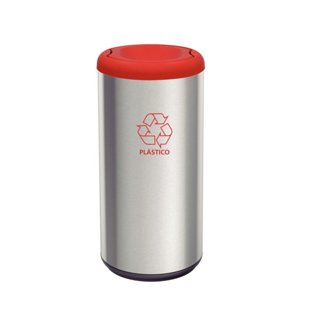 Lixeira Piemonte Vermelho Inox Acabamento Acetinado Basculante 40L Tramontina 94539202
