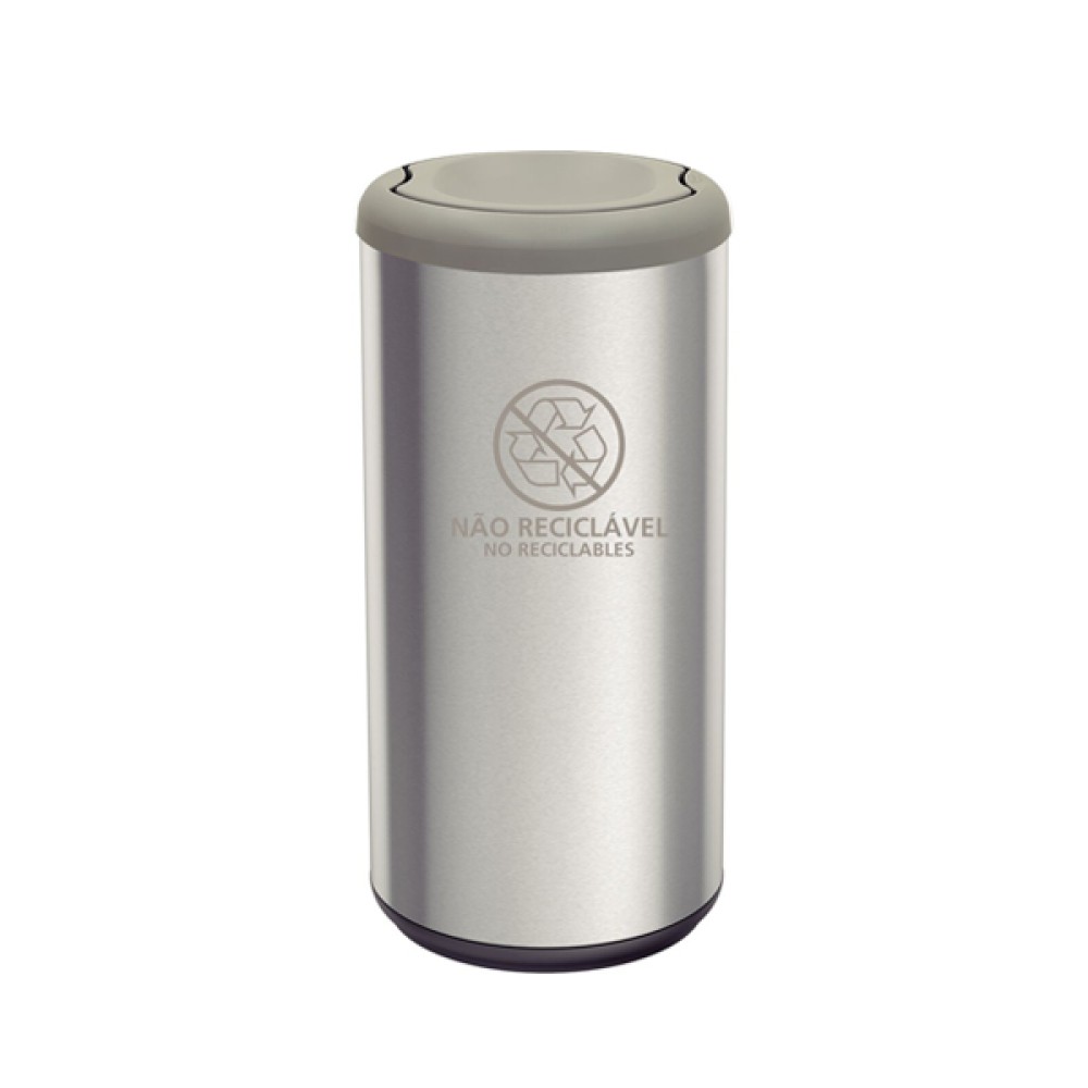 Lixeira Piemonte Cinza Inox Acabamento Acetinado Basculante 40L Tramontina 94539206