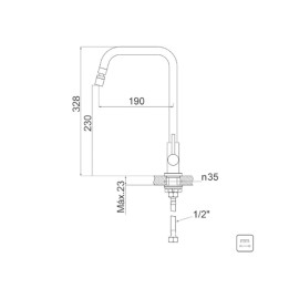 Torneira Bancada Angolare em Aço Inox sistema anti-gotejamento Tramontina 94520020