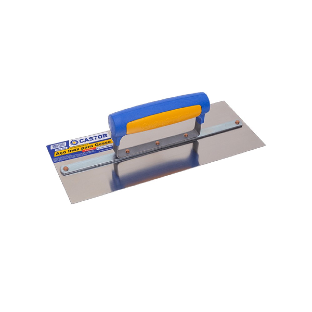 Desempenadeira Lisa Aço Inox para Gesso 12x30cm Castor