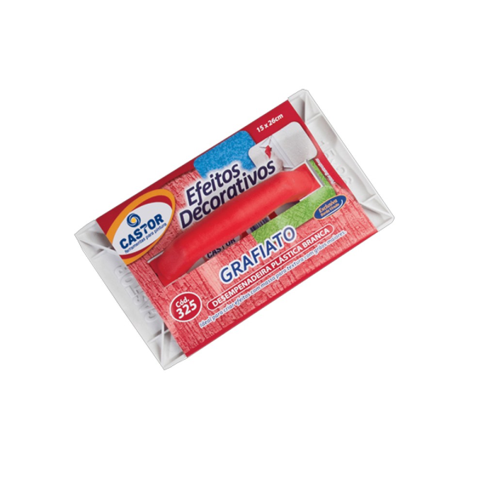 Desempenadeira Mini Plástica PVC para Grafiato 15x26cm Castor