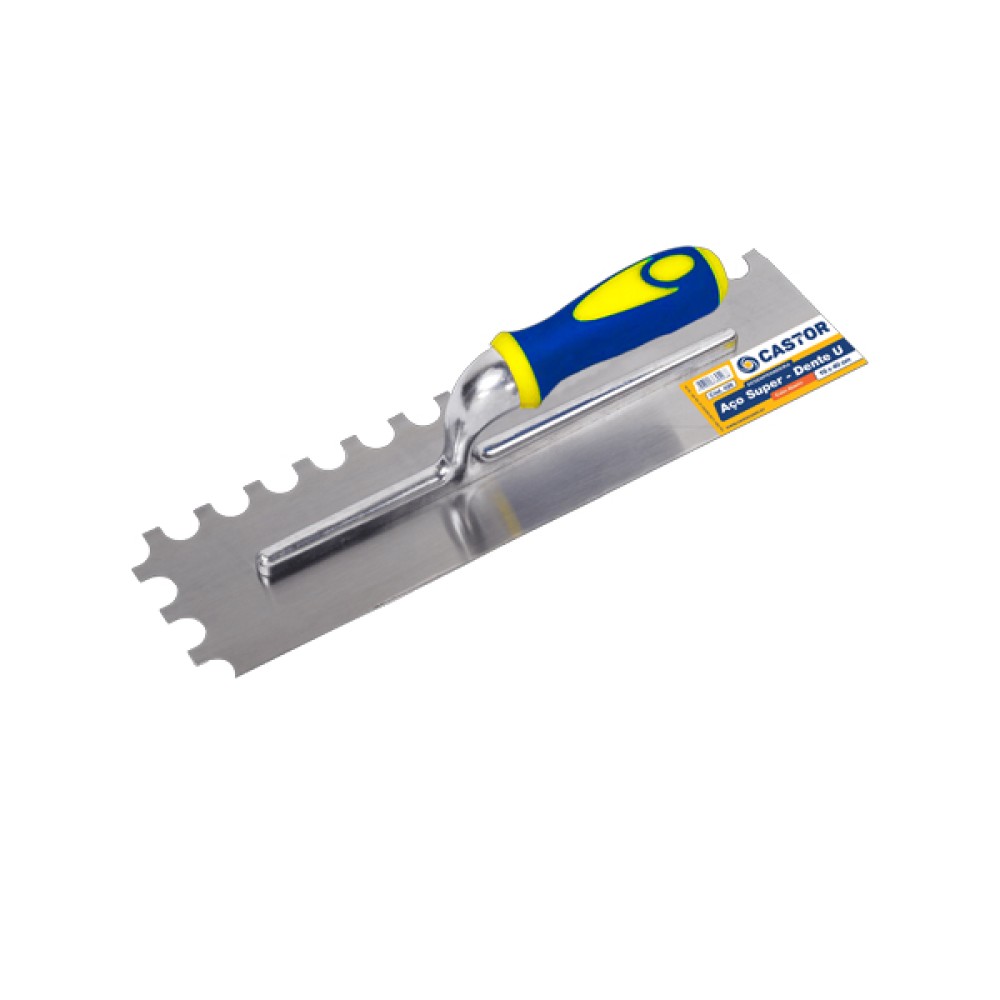 Desempenadeira de Aço Inox Dentada “U” 10x40cm Castor