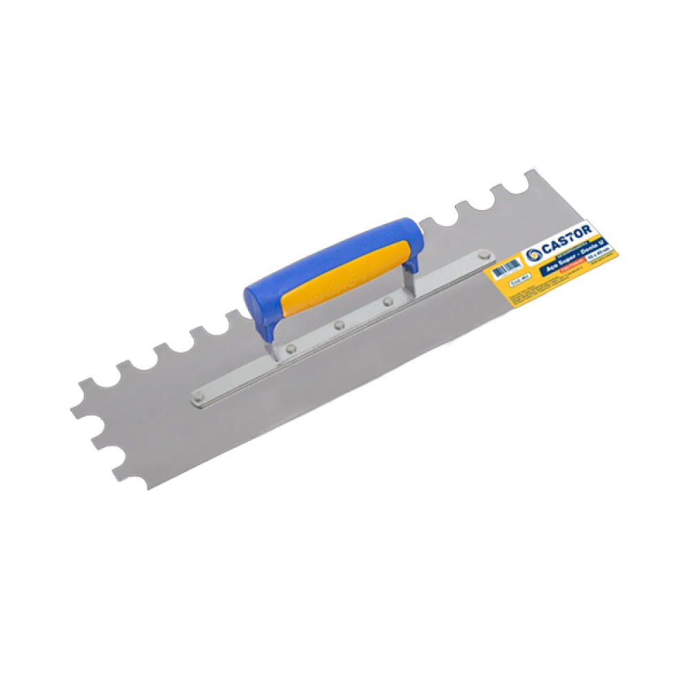 Desempenadeira de Aço Dentada “U” 20mm 12x40cm Castor