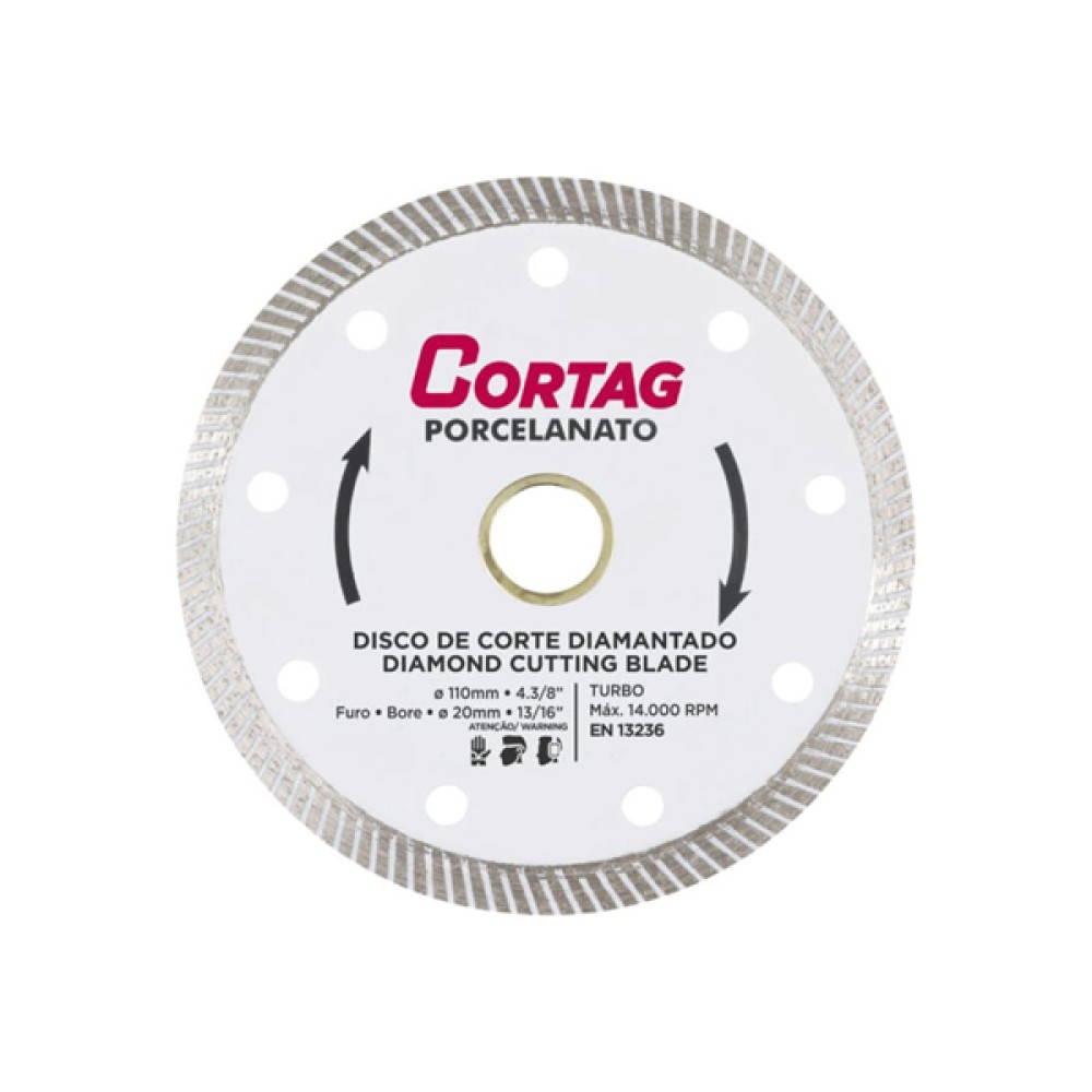 Disco Diamantado Turbo para Porcelanato 4.3/8" 110x20mm Cortag