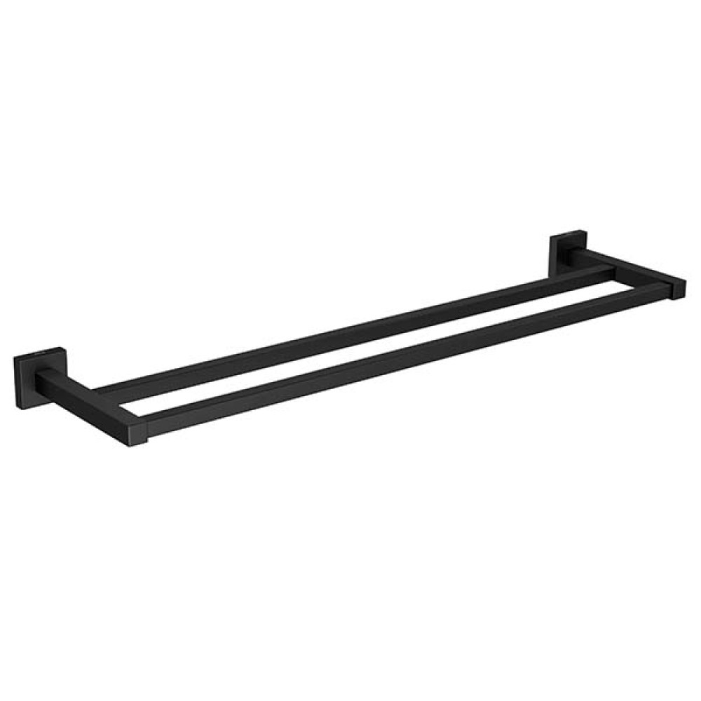 Porta Toalha Duplo Quadratta Black Matte Deca 2042.BL83.MT Porta Toalha Duplo Quadratta Black Matte Deca 2042.BL83.MT