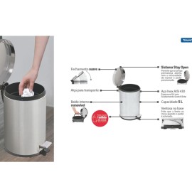 Lixeira Inox Acabamento Acetinado Pedal 12L 94538/512