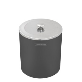 Lixeira Preta e Inox Polido com Tampa  94540/025 