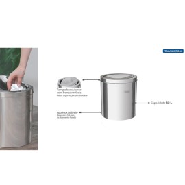 Lixeira Inox Polida Basculante 12L 94542/112