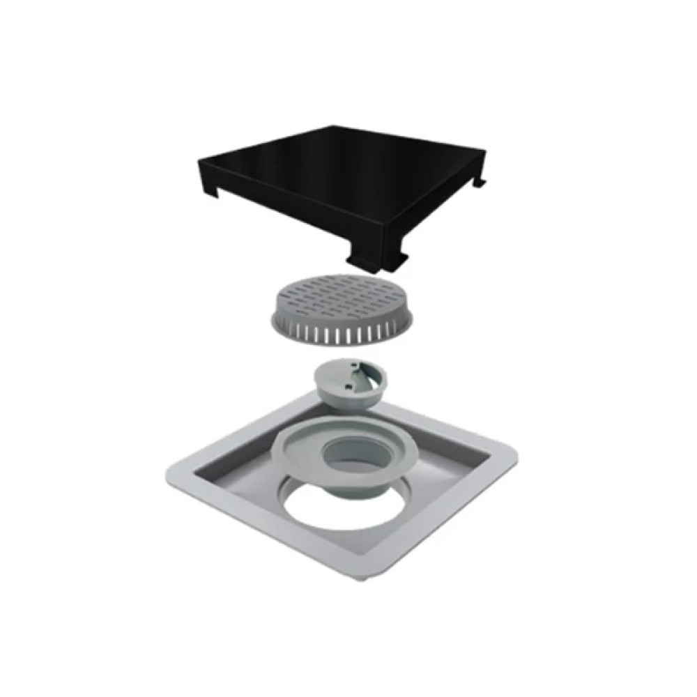 Ralo Linear Elleve Square Tampa Black Matte 15 X 15 Cm - 4243 Ralo Linear Elleve Square Tampa Black Matte 15 X 15 Cm - 4243