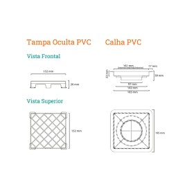 Ralo Linear Novii Seco Quadrado Tampa Oculta 15x15cm - 4665