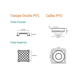 Ralo Linear Novii Seco Quadrado Tampa Oculta 10x10cm - 7344