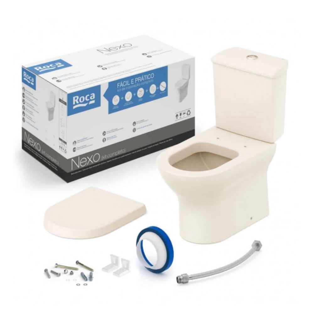 Kit Bacia Caixa Acoplada Completo Assento Termofixo Nexo Beige C343723011 Kit Bacia Caixa Acoplada Completo Assento Termofixo Nexo Beige C343723011