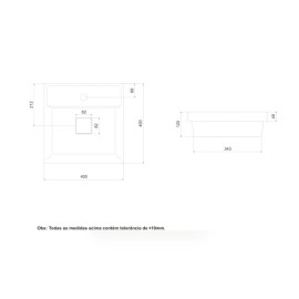 Cuba de Sobrepor 400x400mm com mesa Terra T11 Branco Matte A32722U620 Roca Cuba de Sobrepor 400x400mm com mesa Terra T11 Branco Matte A32722U620 Roca