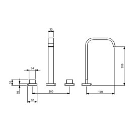 Misturador Lavatório Mesa 3 Furos de Bica Alta com Válvula Virtus Matte Black A5A449DNBC Roca
