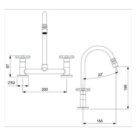 Misturador para Cozinha Mesa com Bica Móvel e Arejador Articulado Cross Cromado B5010F6CRB Roca