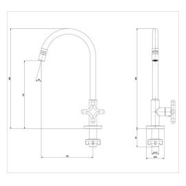 Torneira Cozinha de Mesa com Bica Móvel e Arejador Articulado Cross Cromado B5008F6CRB Roca