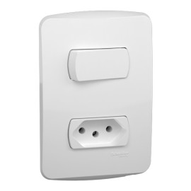Conjunto 1Interruptor simples + 1Tomada 2P+T 10A 250V Miluz S3B69030 Conjunto 1Interruptor simples + 1Tomada 2P+T 10A 250V Miluz S3B69030