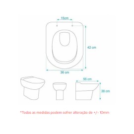 Assento para Vaso Sanitário Poliéster para Duomo Plus (Deca) Aço inox (reb.Oculto) Branco Sedile