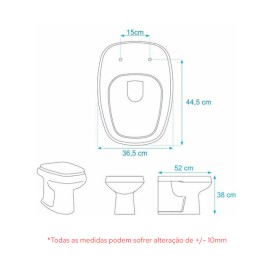 Assento para Vaso Sanitário Poliéster para Monte Carlo (Deca) Aço inox (reb.Oculto) Branco Sedile