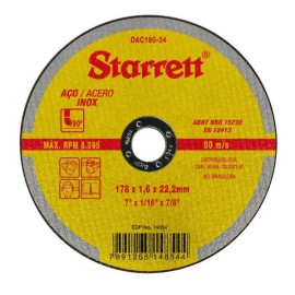 Disco de Corte para Aço Carbono e Inox 180x22,23mm Starrett 
