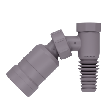 Adaptador Articulado 45° Cinza C/ Retencao P/ Maquina De Lavar Roupa E Louca