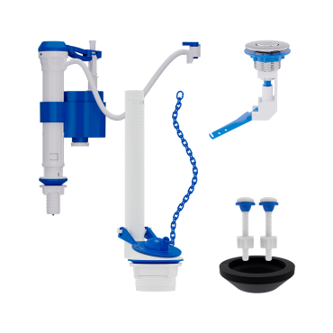 Kit Completo P/ Caixa Acoplada C/ Acionador Superior Cromado