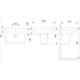 Lavatório Para Coluna 600X415 Com Mesa Acesso Plus 1310550011300