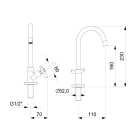 Torneira Para Lavatório De Mesa Bica Alta Móvel Celite One B5001CKCR3