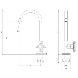 Torneira Para Lavatório De Mesa Bica Alta Cross B5001F6CRB