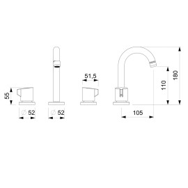 Misturador Para Lavatorio De Mesa 3 Furos Bica Alta Com Valvula De Escoamento Fit B5004CNCRB
