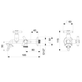 Torneira De Parede Para Tanque E Máquina Com Bico União Plástico Celite One B5006CKCR3