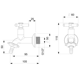 Torneira De Parede Para Tanque E Jardim Com Bico União Plástico Celite One B5007CKCR3