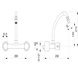 Misturador Para Cozinha De Parede Bica Móvel Com Arejador Articulado Fit B5009CNCRB