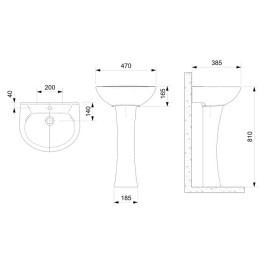 Lavatório Para Coluna 470X385 Furo Central Sem Ladrão Flamingo 1110070011100