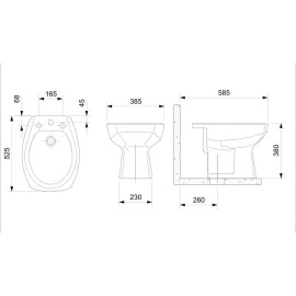 Bidê Com 3 Furos Para Misturador Com Ladrão Thema 1254000010100