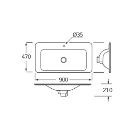 Cuba Sobrepor 900X470mm com 1 Furo Baia Armani Shagreen Matte Gold A3270C0R90 Roca 