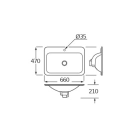 Cuba Sobrepor 660X470mm Com 1 Furo Sem Ladrão Baia Armani Off White A3270C2910 Roca