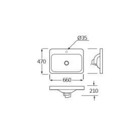 Cuba Apoio 660X470mm sem Ladrão Baia Armani Branco Brilhante A3270C6000 Roca